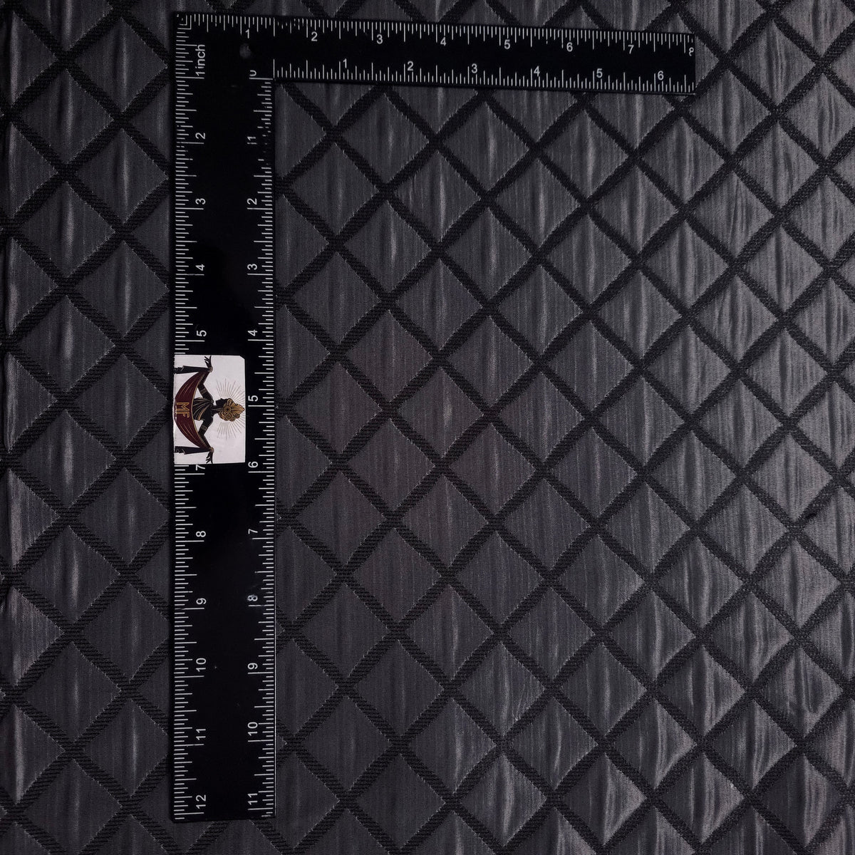CHARCOAL BLACK QUILTED TAFFETA BROCADE FABRIC