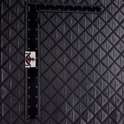 CHARCOAL BLACK QUILTED TAFFETA BROCADE FABRIC