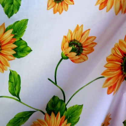 LARGE SUNFLOWER PRINT ON WHITE