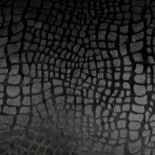 BLACK CROCODILE SEMIGLOSS UPHOLSTERY VELVET