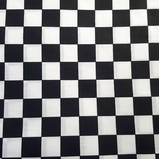 CHESSBOARD PRINT POLYCOTTON BLACK WHITE