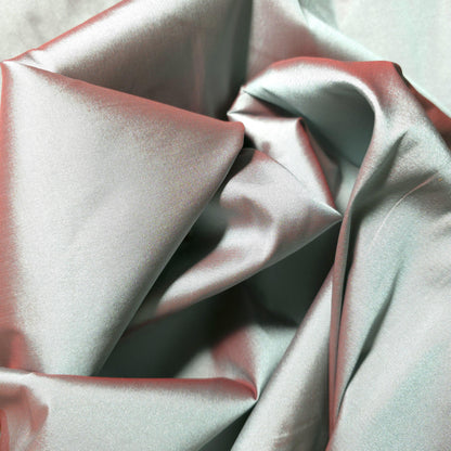 FAUX SILK LUXURY TAFFETA RED MINT LEAF