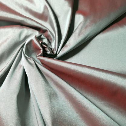 FAUX SILK LUXURY TAFFETA RED MINT LEAF