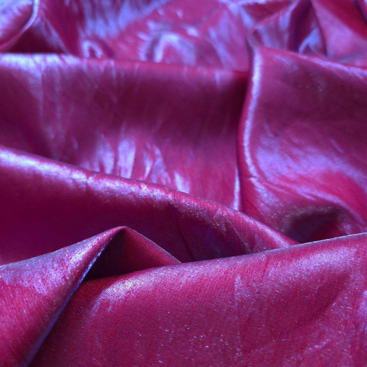 RED BLUE METALLIC REVERSIBLE LAVA SHIMMER SHANTUNG FABRIC