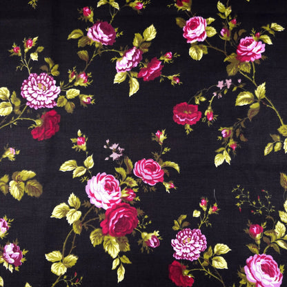 Classic Ruby Red Rose Floral Print Poly Cotton Fabric 58" By The Yard Victorian