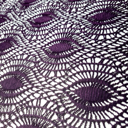 FAUX CROCHET BOHEMIAN EYE LACE PLUM PURPLE