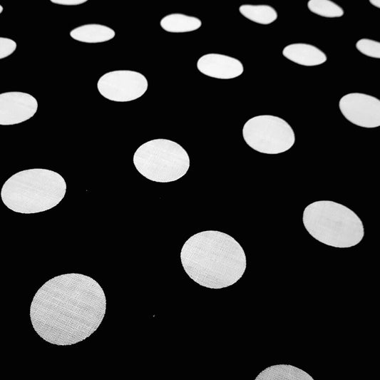 ONE INCH POLKA DOT WHITE ON BLACK