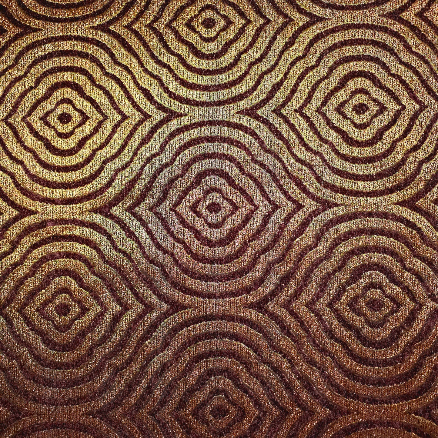 GOLD BRONZE BROWN MEDALLION JACQUARD UPHOLSTERY FABRIC