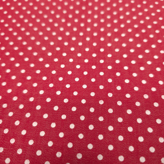RED WHITE SMALL SWISS DOT COTTON SHIRTING FABRIC