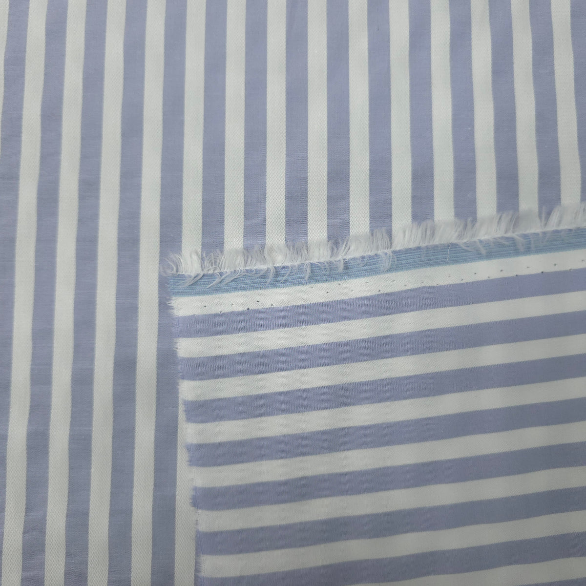 BLUE WHITE STRIPED CRISP COTTON SHIRTING FABRIC