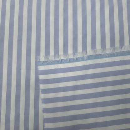 BLUE WHITE STRIPED CRISP COTTON SHIRTING FABRIC
