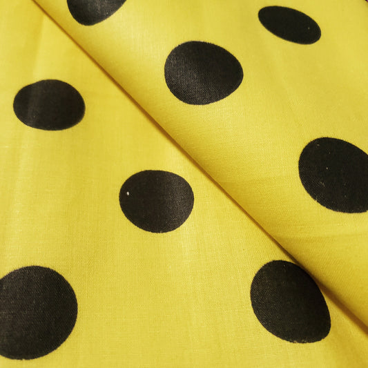 ONE INCH POLKA DOT BLACK ON YELLOW