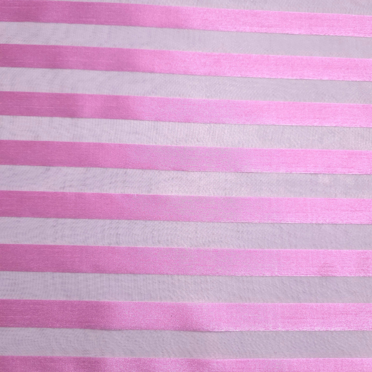 PINK RIBBON STRIPE SHEER ORGANZA FABRIC