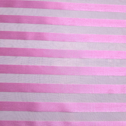 PINK RIBBON STRIPE SHEER ORGANZA FABRIC