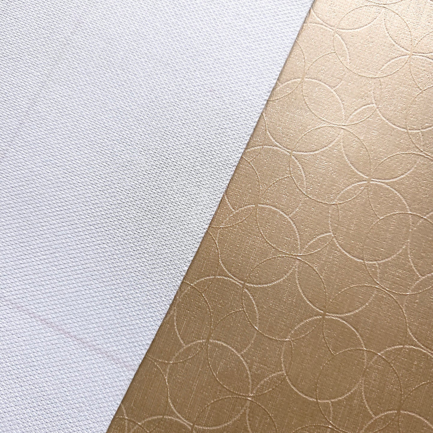 METALLIC GOLD OVERLAPPING CIRCLES VINYL FABRIC