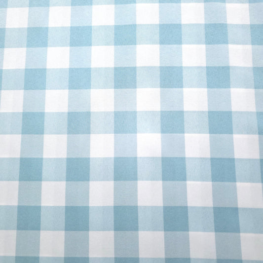 PASTEL TURQUOISE BLUE GINGHAM POPLIN FABRIC