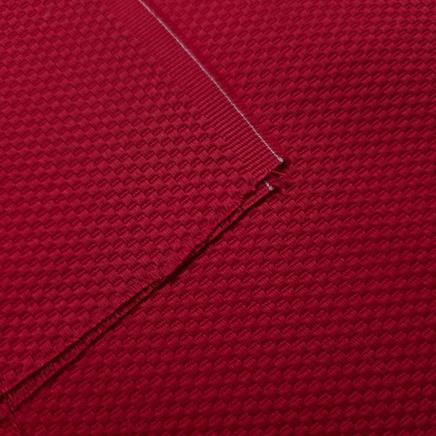 SOLID RED COTTON PIQUE DRAPERY FABRIC