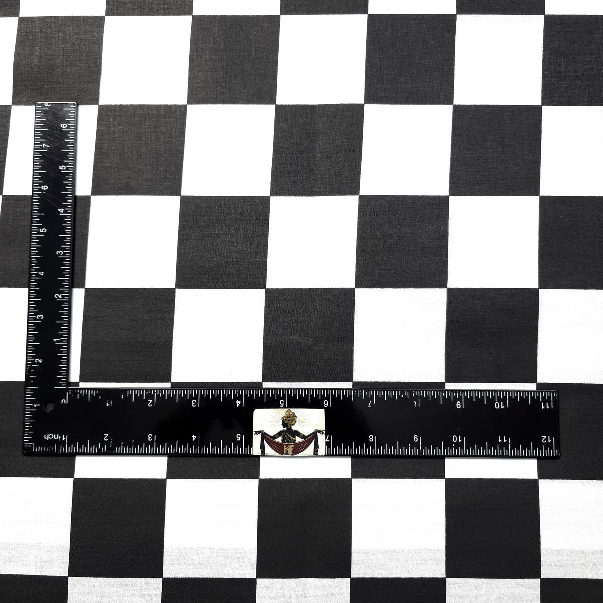 BLACK WHITE 1.5 INCH LARGE SQUARE CHECK COTTON BLEND FABRIC