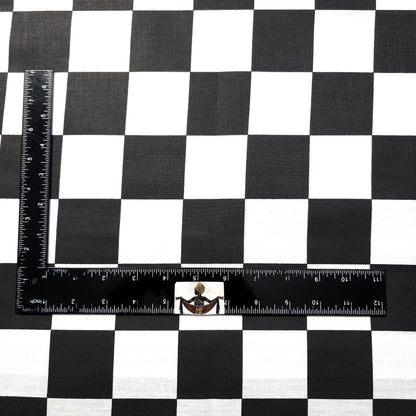 BLACK WHITE 1.5 INCH LARGE SQUARE CHECK COTTON BLEND FABRIC