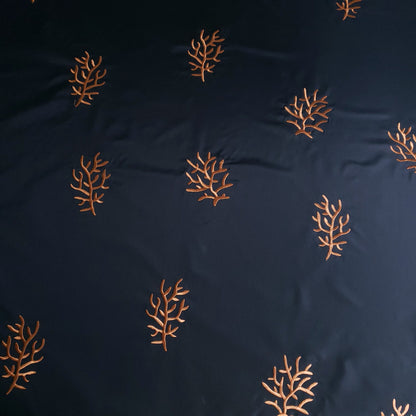 EMBROIDERED CORAL TAFFETA DRAPERY