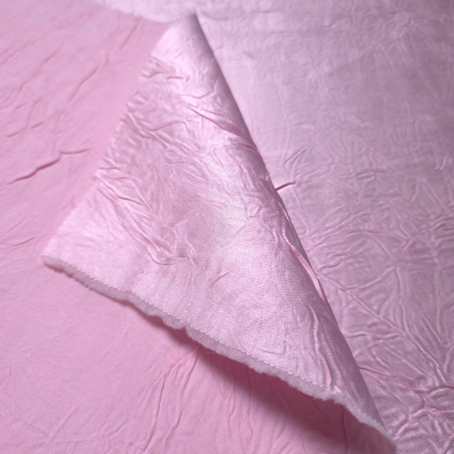 PINK CRINKLE DULL SATIN FABRIC