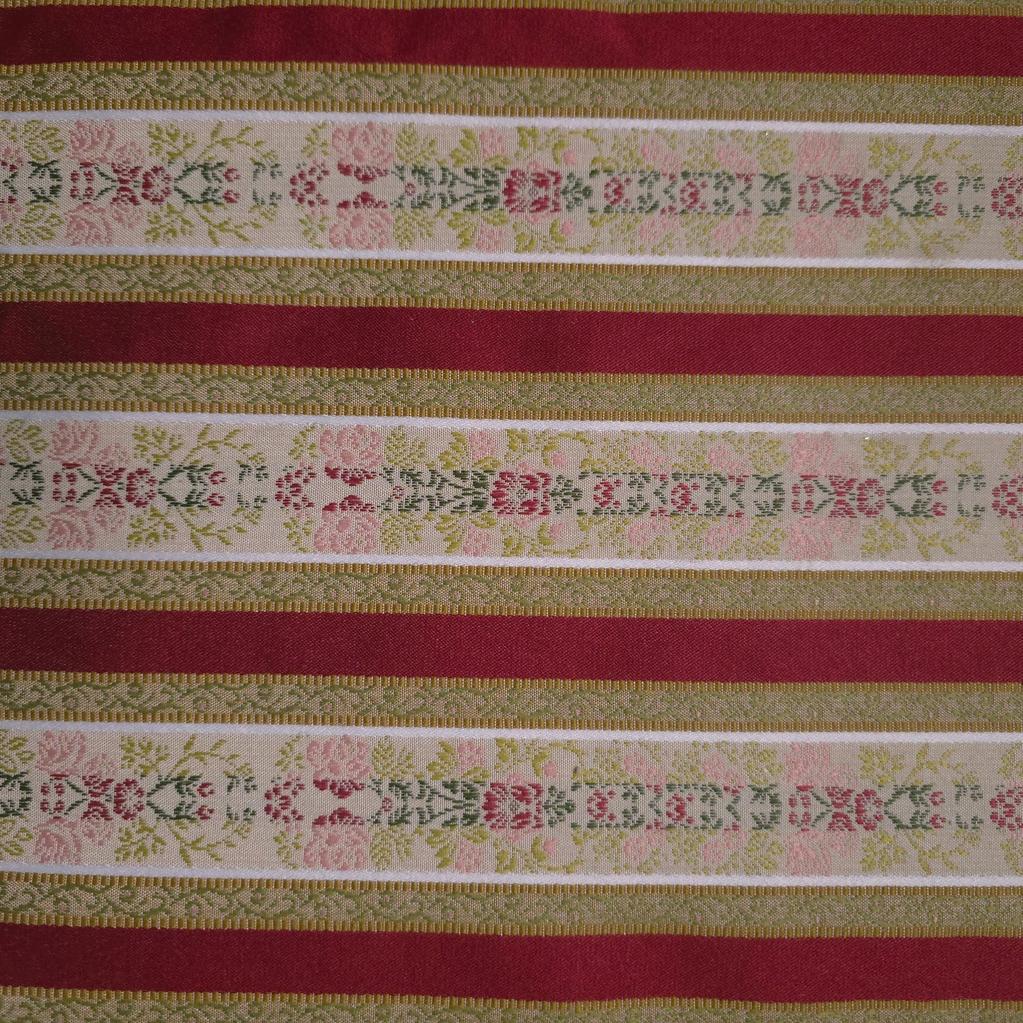 VINTAGE FLORAL STRIPE BROCADE DRAPERY FABRIC
