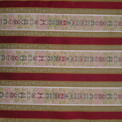 VINTAGE FLORAL STRIPE BROCADE DRAPERY FABRIC