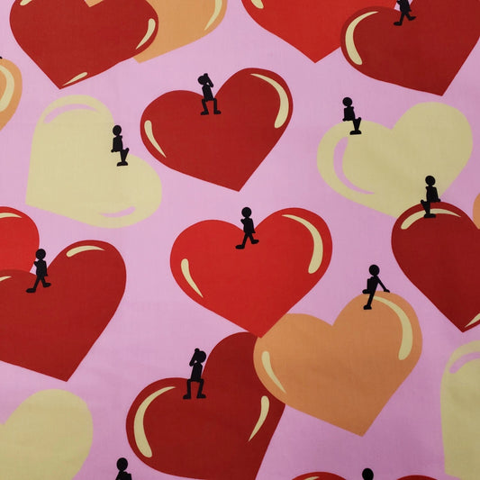 LARGE VALENTINES HEARTS ON PINK POLYCOTTON HEAR BALLOONS