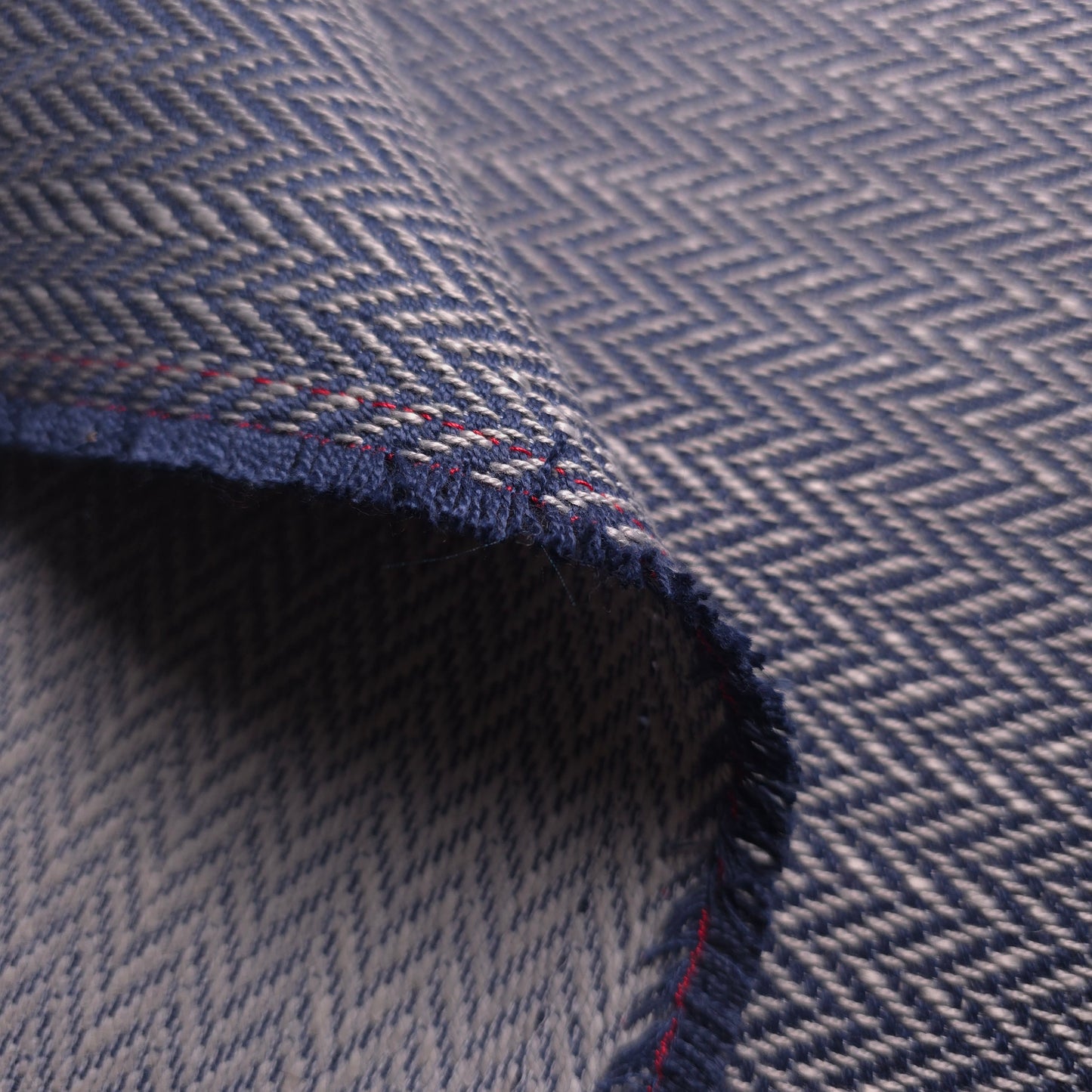 Muse Fabric Sturdy Tapestry Navy Blue and Silver Gray Zig Zag Commercial Grade Upholstery Fabric 56" Wide By The Yard