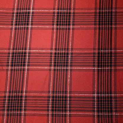 HOLIDAY POPLIN TARTAN PLAID RED BLACK SILVER