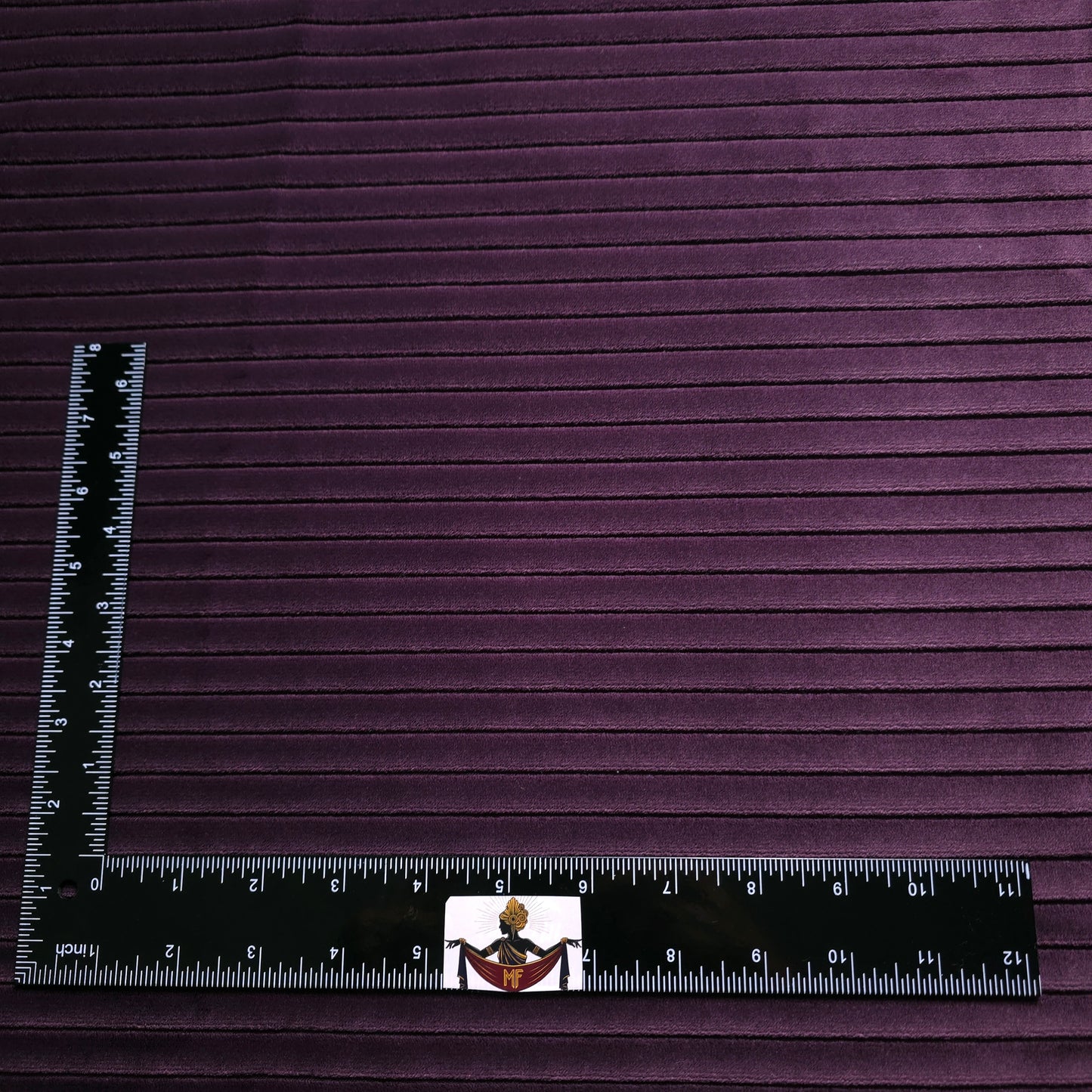 HEAVY STRIPE PURPLE PLUM EMBOSSED VELVET FABRIC