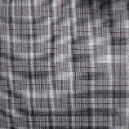 BLACK AND RED POLYESTER HOUNDSTOOTH REVERSIBLE PLAID SHIRTING FABRIC