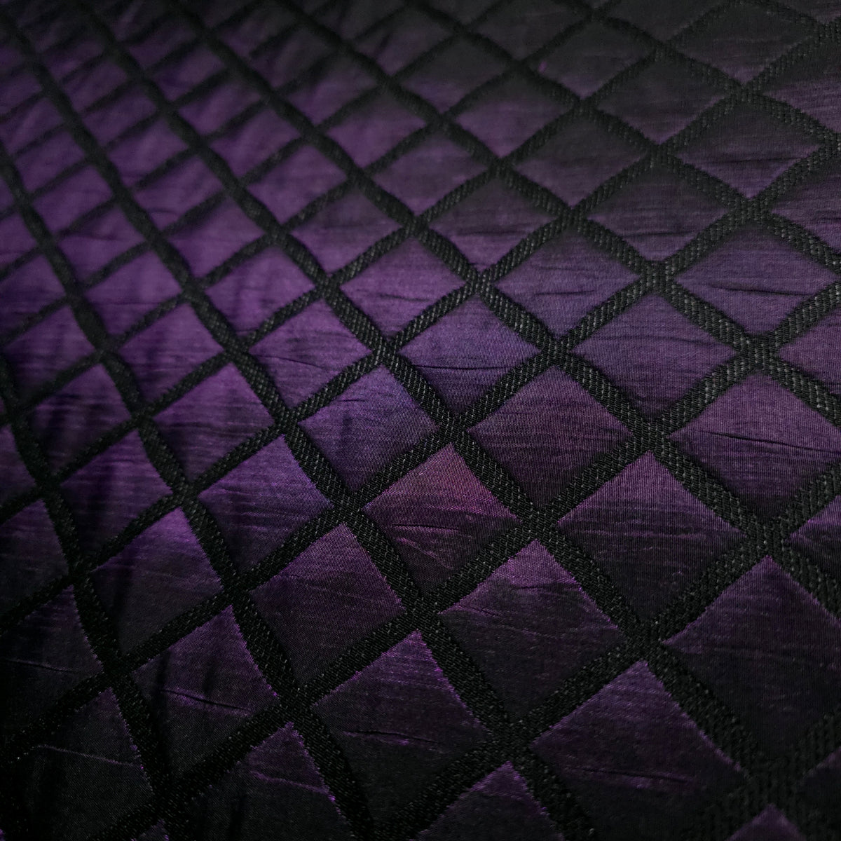 ROYAL PURPLE PLUM QUILTED TAFFETA BROCADE FABRIC