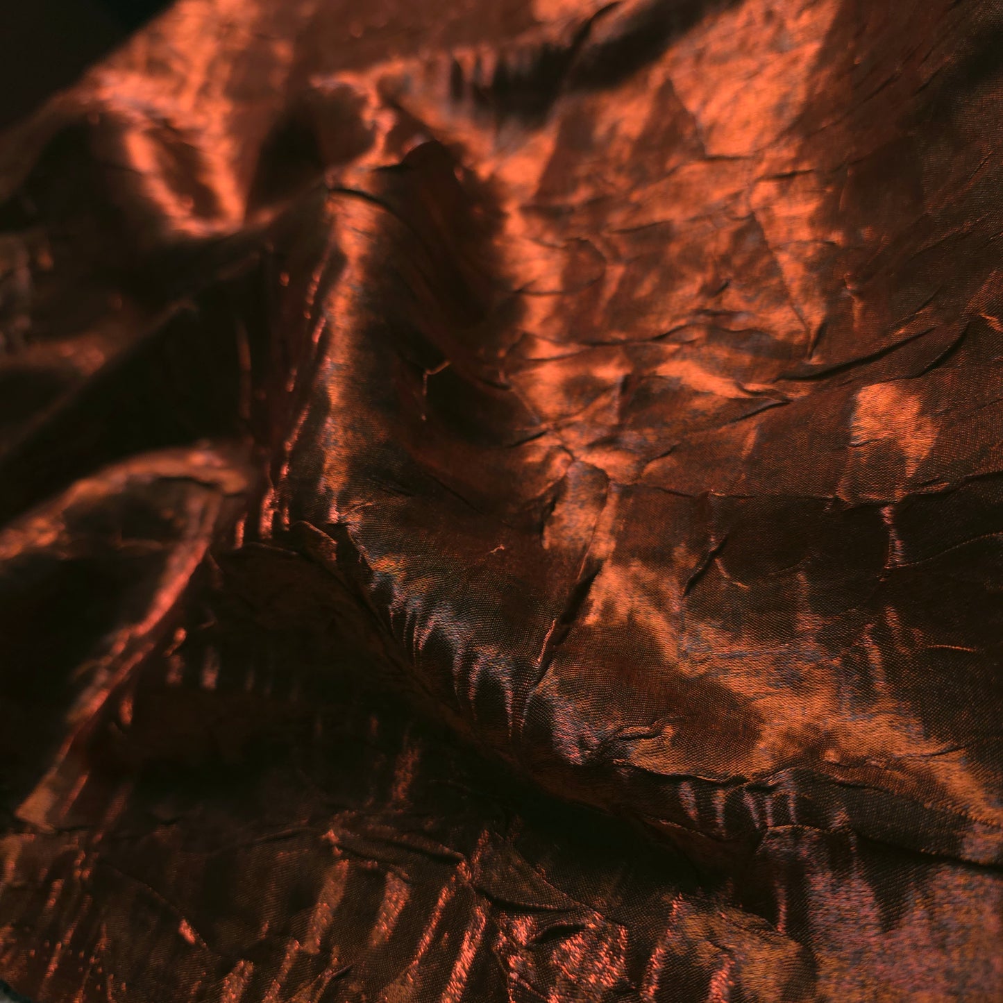 COPPER BLACK CRINKLE SHIMMER SATIN FABRIC