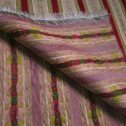 VINTAGE FLORAL STRIPE BROCADE DRAPERY FABRIC