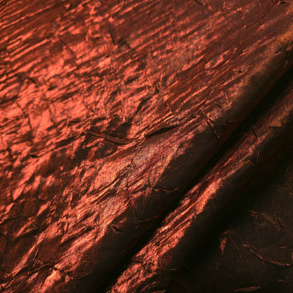 COPPER BLACK CRINKLE SHIMMER SATIN FABRIC