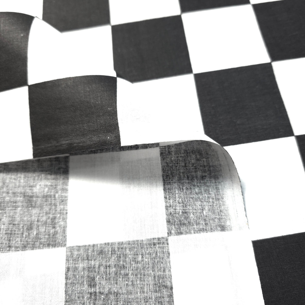BLACK WHITE 1.5 INCH LARGE SQUARE CHECK COTTON BLEND FABRIC