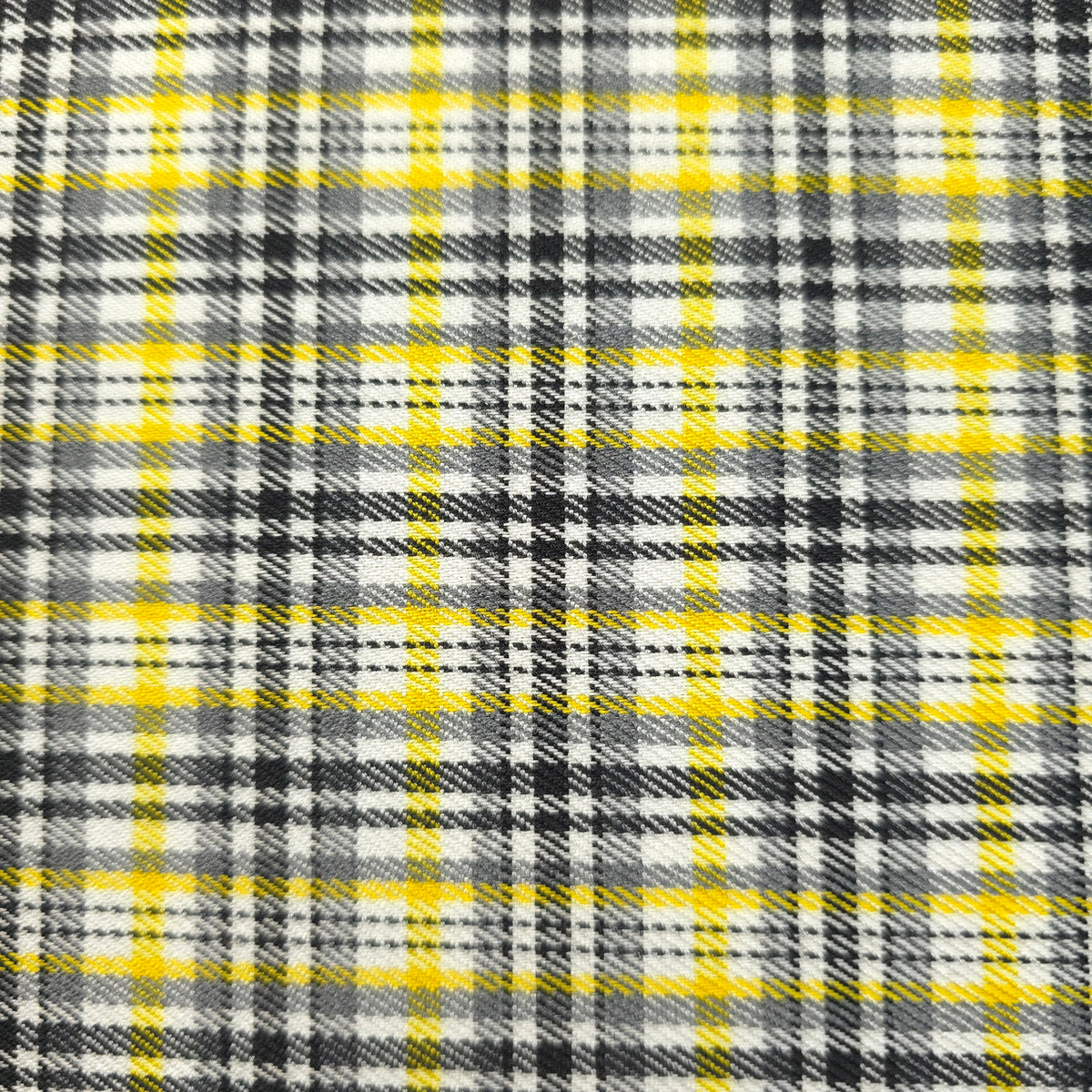 YELLOW BLACK WHITE DOUBLE SIDED COTTON BLEND PLAID FABRIC