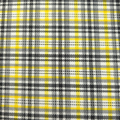 YELLOW BLACK WHITE DOUBLE SIDED COTTON BLEND PLAID FABRIC