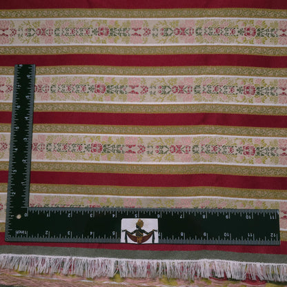VINTAGE FLORAL STRIPE BROCADE DRAPERY FABRIC