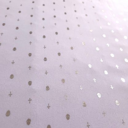 WHITE GOLD METALLIC SKULL CROSS CHIFFON