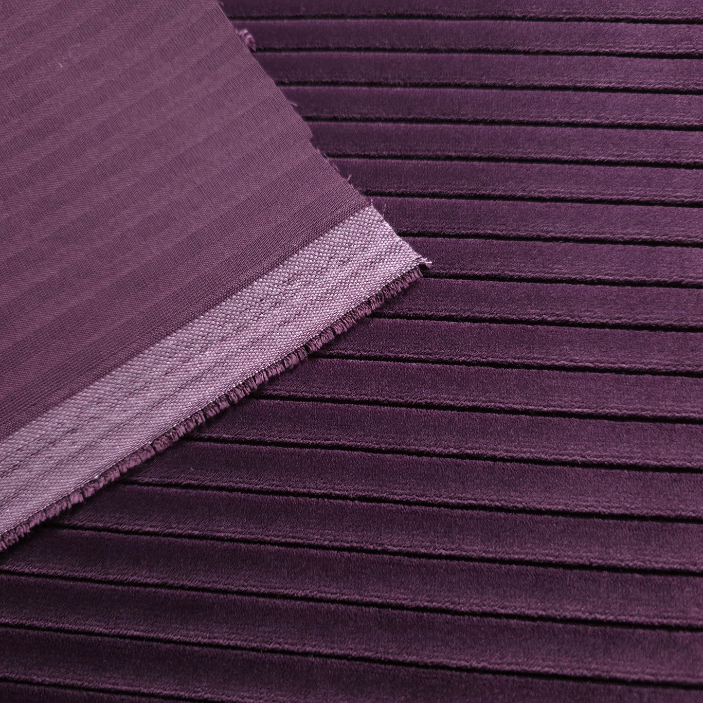 HEAVY STRIPE PURPLE PLUM EMBOSSED VELVET FABRIC