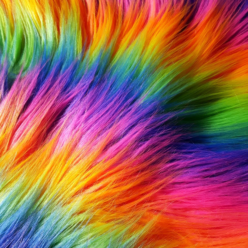 RAINBOW STRIPE LONG PILE FAUX FUR