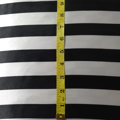 ONE INCH STRIPE SATIN BLACK WHITE