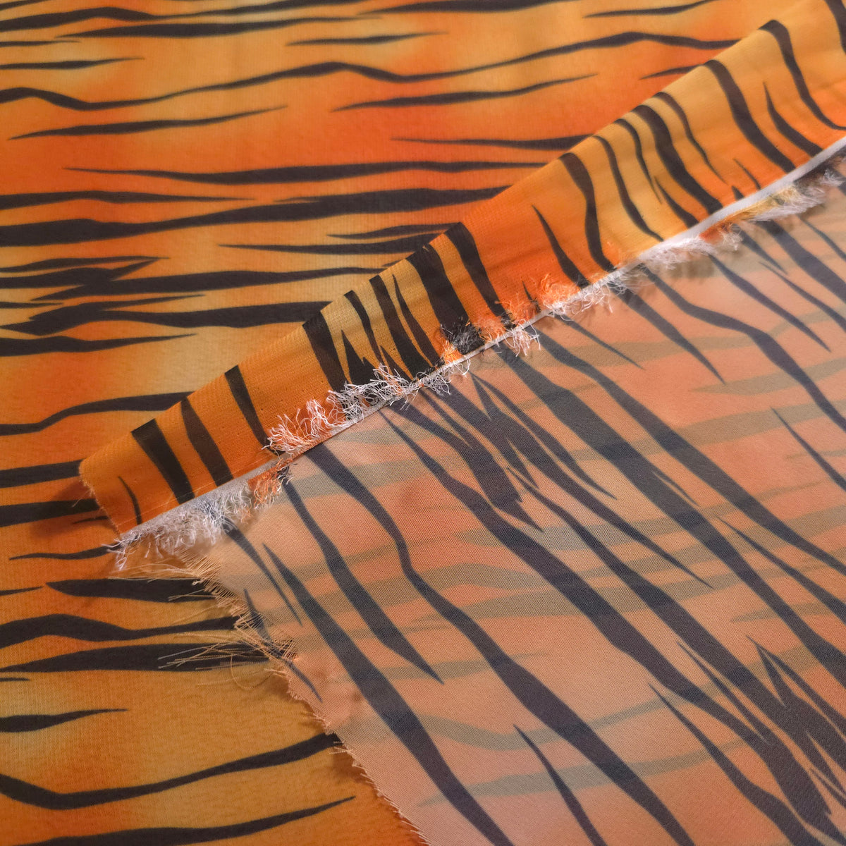 ORANGE BROWN TIGER PRINT CHIFFON