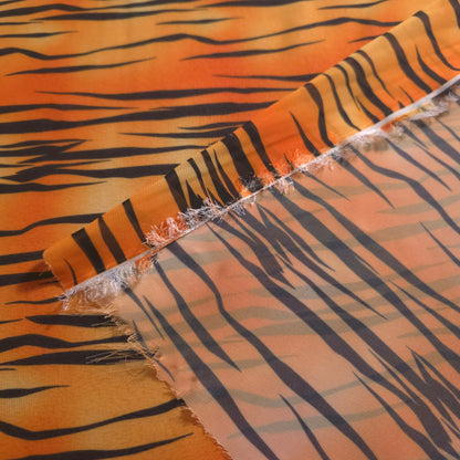 ORANGE BROWN TIGER PRINT CHIFFON
