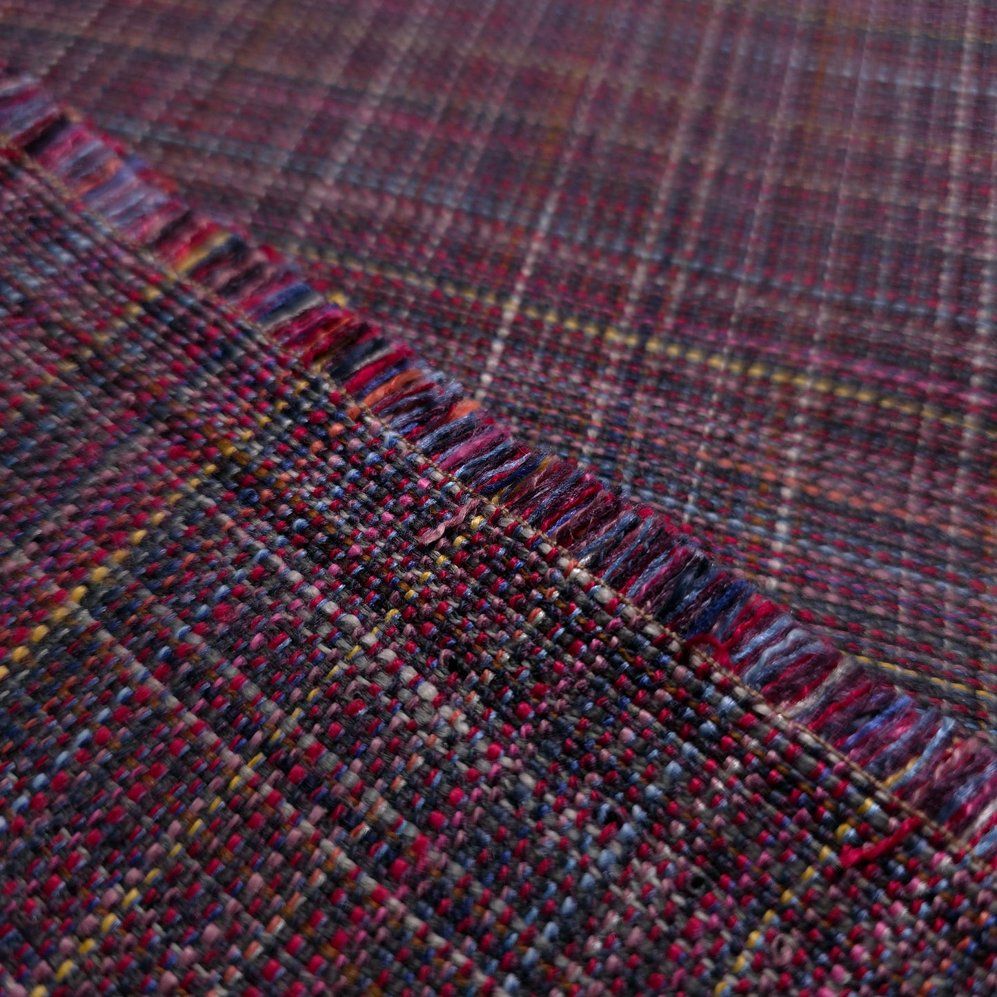 MULTICOLOR RUSTIC WOVEN PLAID STRIPE REVERSIBLE UPHOLSTERY FABRIC LOT