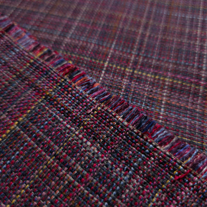 MULTICOLOR RUSTIC WOVEN PLAID STRIPE REVERSIBLE UPHOLSTERY FABRIC LOT