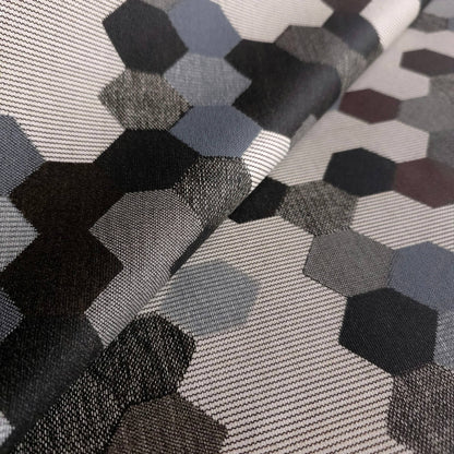 GRAY BROWN HEXAGON PATCH UPHOLSTERY VINYL FABRIC
