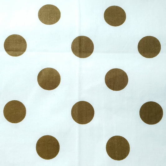 ONE INCH POLKA DOT BRONZE GOLD ON WHITE
